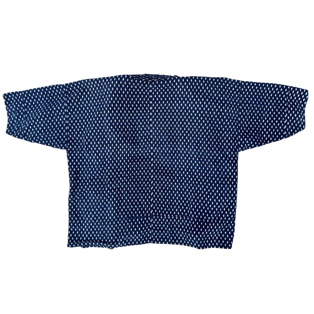 Vintage Japanese Indigo White Dotted‎ Kimono Jacket Haori Relaxed Fit Tie Front - Picture 10 of 11